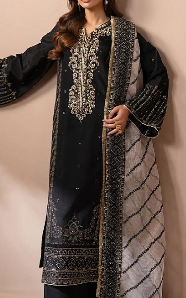 Xenia Black Silk Suit | Pakistani Embroidered Chiffon Dresses USA- Image 2