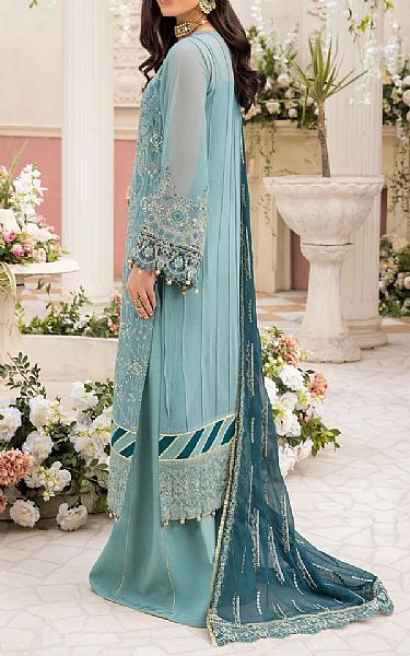 Xenia Sky Blue Chiffon Suit | Pakistani Embroidered Chiffon Dresses USA- Image 2