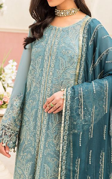 Xenia Sky Blue Chiffon Suit | Pakistani Embroidered Chiffon Dresses USA- Image 3