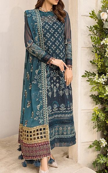 Xenia Navy Chiffon Suit | Pakistani Embroidered Chiffon Dresses USA- Image 1