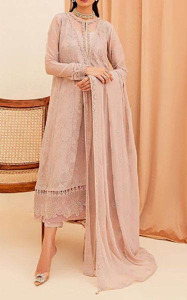 Xenia Oyster Pink Chiffon Suit | Pakistani Embroidered Chiffon Dresses USA- Image 1