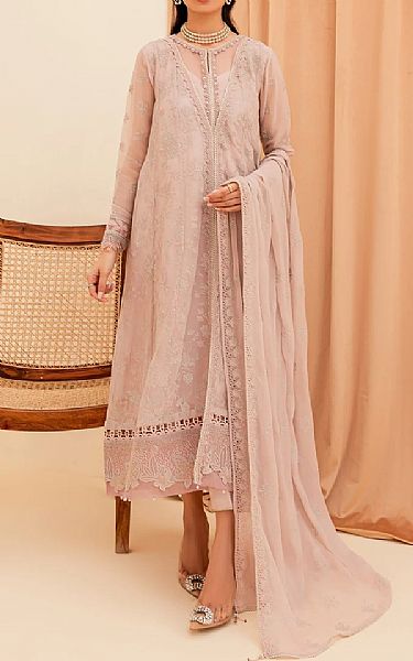 Xenia Oyster Pink Chiffon Suit | Pakistani Embroidered Chiffon Dresses USA- Image 3