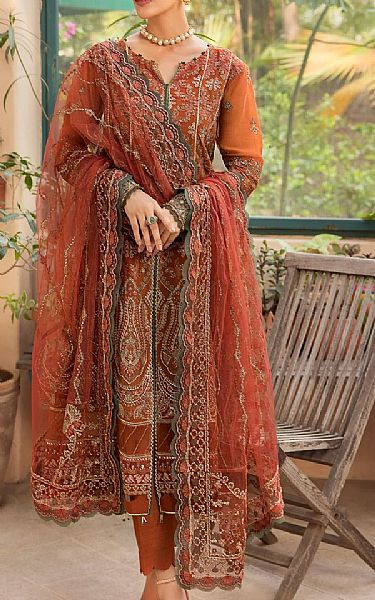 Xenia Rust Chiffon Suit | Pakistani Embroidered Chiffon Dresses USA- Image 2