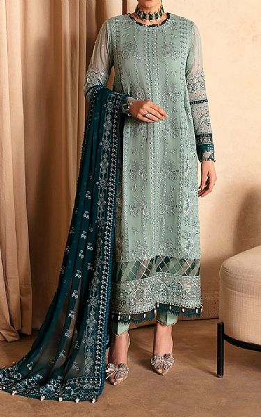 Xenia Summer Green Chiffon Suit | Pakistani Embroidered Chiffon Dresses USA- Image 1
