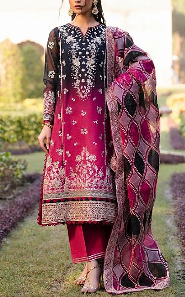 Xenia Black/Dark Pink Chiffon Suit | Pakistani Embroidered Chiffon Dresses USA- Image 1