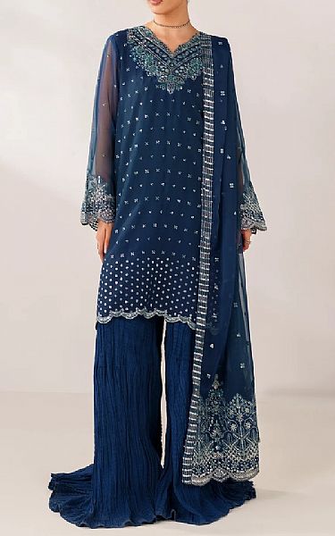 Xenia Navy Chiffon Suit | Pakistani Embroidered Chiffon Dresses USA- Image 1