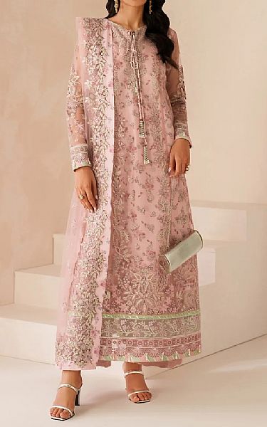 Xenia Pale Pink Net Suit | Pakistani Embroidered Chiffon Dresses USA- Image 1
