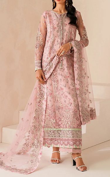 Xenia Pale Pink Net Suit | Pakistani Embroidered Chiffon Dresses USA- Image 3