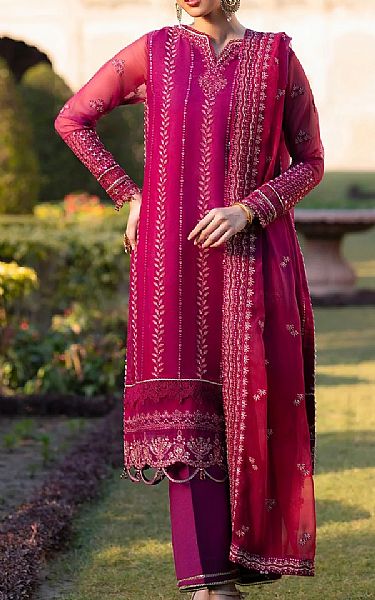 Xenia Hot Pink Chiffon Suit | Pakistani Embroidered Chiffon Dresses USA- Image 1