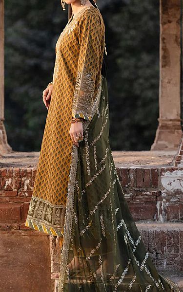 Xenia Butterscotch Raw Silk Suit | Pakistani Embroidered Chiffon Dresses USA- Image 3