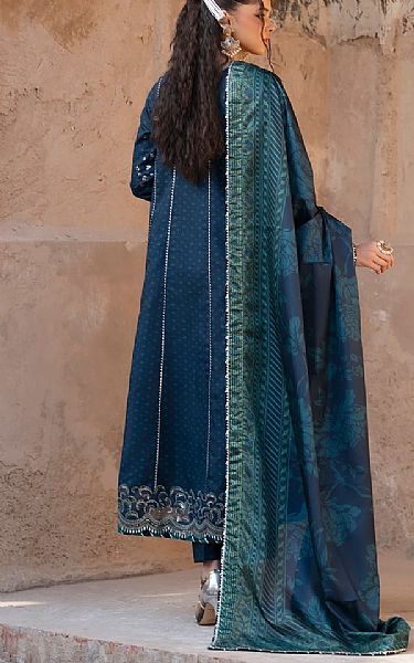 Xenia Navy Blue Raw Silk Suit | Pakistani Embroidered Chiffon Dresses USA- Image 2