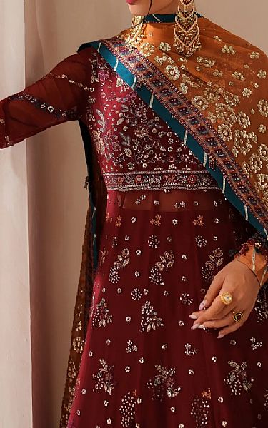 Xenia Maroon Chiffon Suit | Pakistani Embroidered Chiffon Dresses USA- Image 2