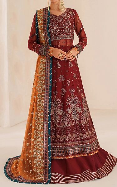 Xenia Maroon Chiffon Suit | Pakistani Embroidered Chiffon Dresses USA- Image 3