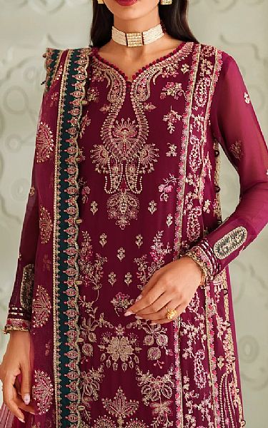 Xenia Wine Red Chiffon Suit | Pakistani Embroidered Chiffon Dresses USA- Image 2