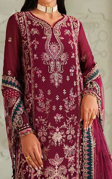 Xenia Wine Red Chiffon Suit | Pakistani Embroidered Chiffon Dresses USA- Image 3
