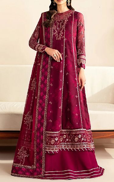 Xenia Wine Red Chiffon Suit | Pakistani Embroidered Chiffon Dresses USA- Image 1