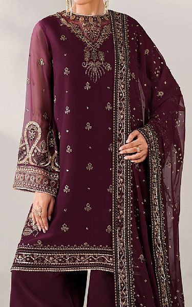 Xenia Wine Berry Chiffon Suit | Pakistani Embroidered Chiffon Dresses USA- Image 2