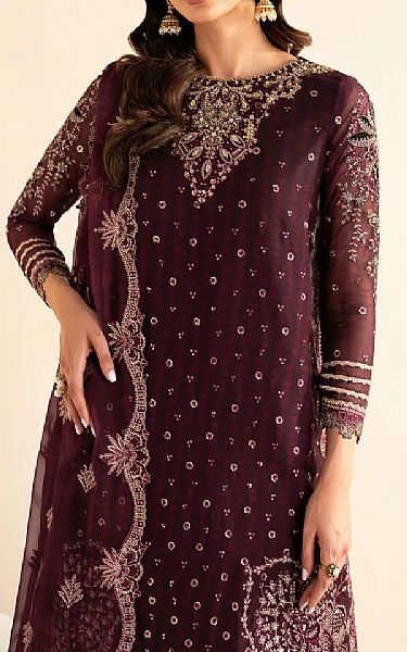 Xenia Wine Berry Chiffon Suit | Pakistani Embroidered Chiffon Dresses USA- Image 2