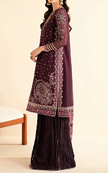 Xenia Wine Berry Chiffon Suit | Pakistani Embroidered Chiffon Dresses USA- Image 3