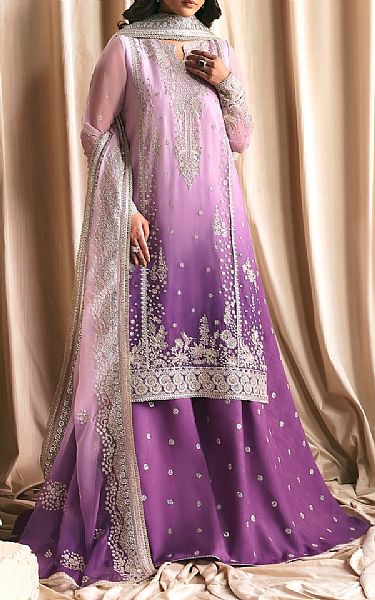 Zarif Purple Chiffon Suit | Pakistani Embroidered Chiffon Dresses USA- Image 1