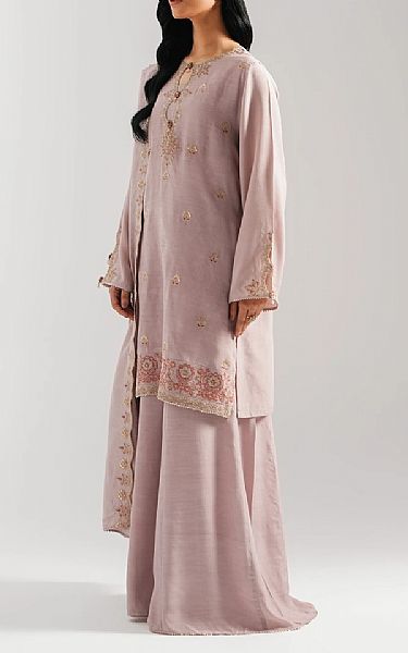 Zeen Oyster Pink Raw Silk Suit | Pakistani Embroidered Chiffon Dresses USA- Image 3