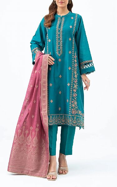 Zeen Teal Net Suit | Pakistani Embroidered Chiffon Dresses USA- Image 1