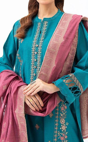 Zeen Teal Net Suit | Pakistani Embroidered Chiffon Dresses USA- Image 3