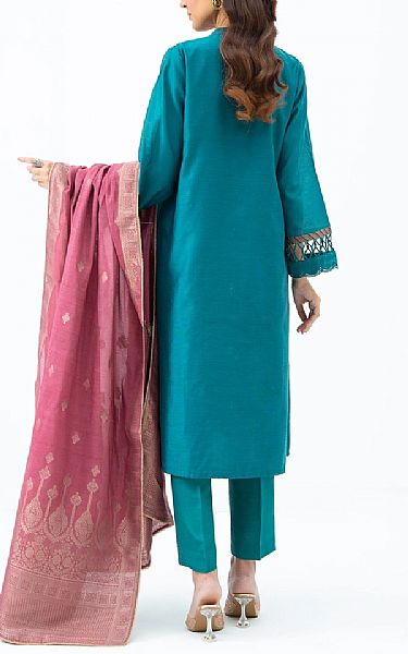 Zeen Teal Net Suit | Pakistani Embroidered Chiffon Dresses USA- Image 2