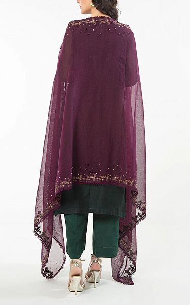 Zeen Dark Green Net Suit | Pakistani Embroidered Chiffon Dresses USA- Image 2