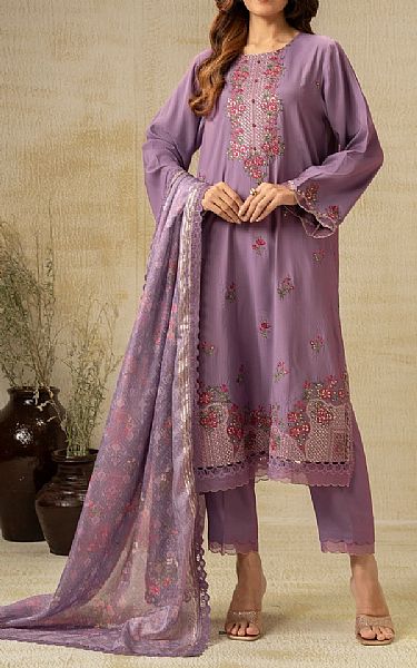 Zeen Lilac Raw Silk Suit | Pakistani Embroidered Chiffon Dresses USA- Image 3