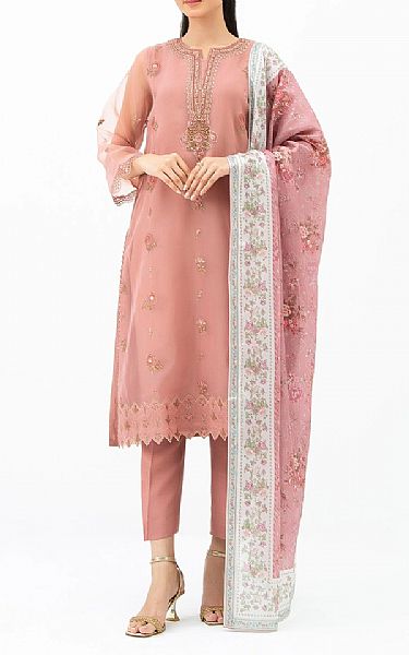 Zeen Pink Organza Suit | Pakistani Embroidered Chiffon Dresses USA- Image 1