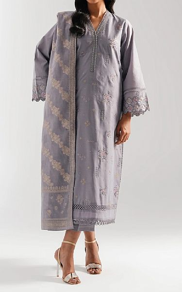 Zeen Warm Grey Net Suit | Pakistani Embroidered Chiffon Dresses USA- Image 1