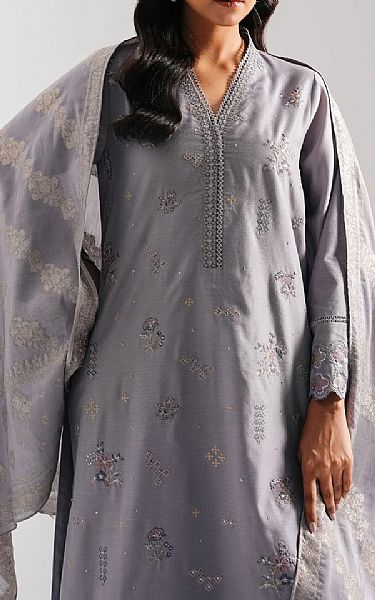 Zeen Warm Grey Net Suit | Pakistani Embroidered Chiffon Dresses USA- Image 3