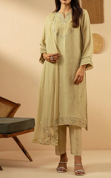 Zeen Beige Chiffon Suit | Pakistani Embroidered Chiffon Dresses USA- Image 1