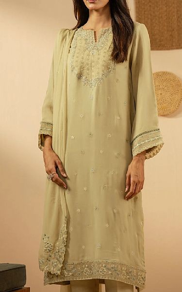 Zeen Beige Chiffon Suit | Pakistani Embroidered Chiffon Dresses USA- Image 3