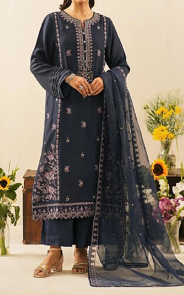 Zeen Pickled Bluewood Raw Silk Suit | Pakistani Embroidered Chiffon Dresses USA- Image 1