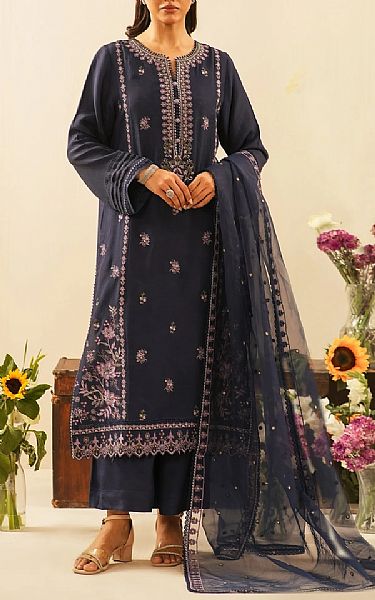 Zeen Pickled Bluewood Raw Silk Suit | Pakistani Embroidered Chiffon Dresses USA- Image 3
