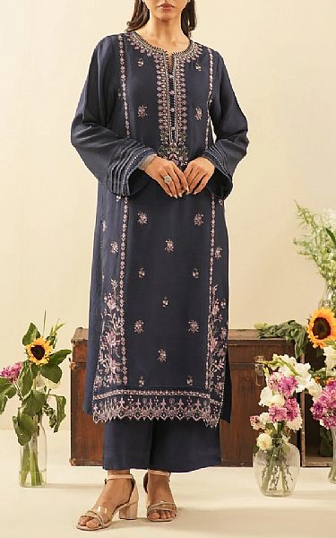 Zeen Pickled Bluewood Raw Silk Suit | Pakistani Embroidered Chiffon Dresses USA- Image 2