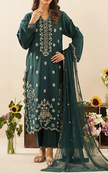 Zeen Teal Net Suit | Pakistani Embroidered Chiffon Dresses USA- Image 1