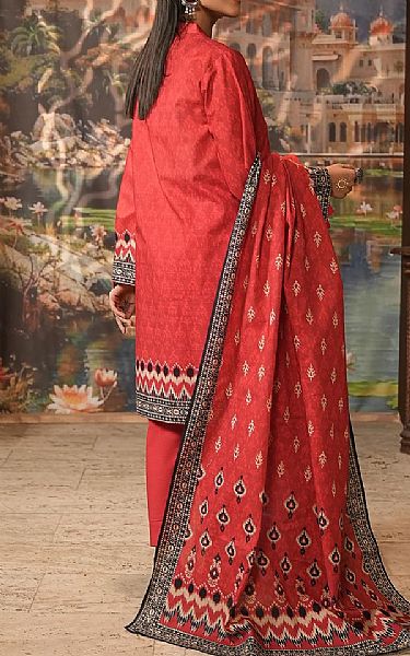 Zellbury Pastel Red Khaddar Suit (2 pcs) | Pakistani Winter Dresses in USA- Image 2