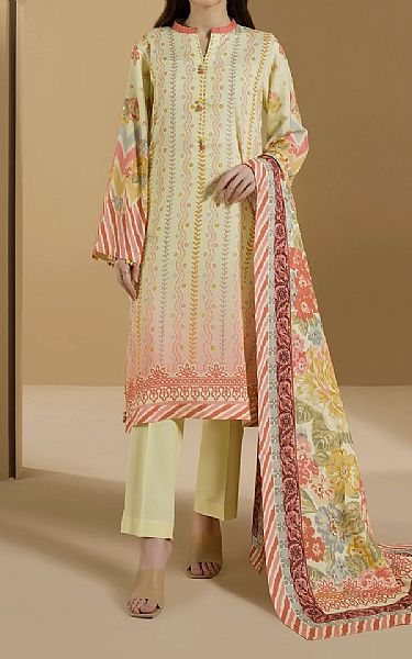 Zellbury Pale Yellow Khaddar Suit (2 pcs) | Pakistani Winter Dresses in USA- Image 1