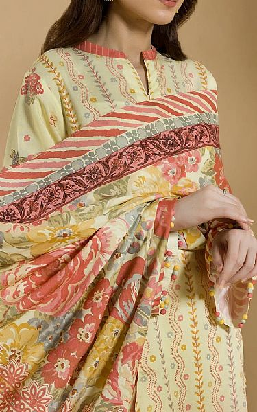 Zellbury Pale Yellow Khaddar Suit (2 pcs) | Pakistani Winter Dresses in USA- Image 2