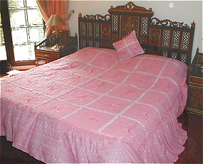  Pink Chiken Bed Cover | Pakistani Dresses in USA- Image 1