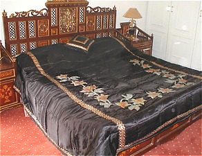  Black Silk Bed Cover   | Pakistani Dresses in USA- Image 1