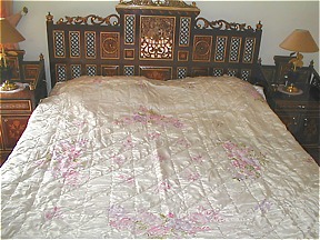  Off White Silk Bed Cover | Pakistani Dresses in USA- Image 1