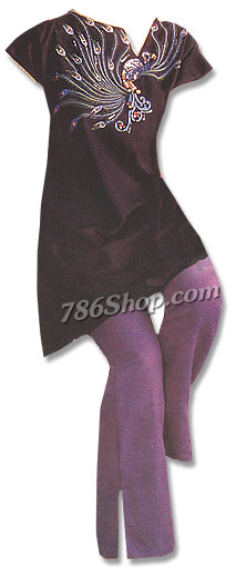  Black/Purple Georgette Trouser Suit | Pakistani Dresses in USA- Image 1