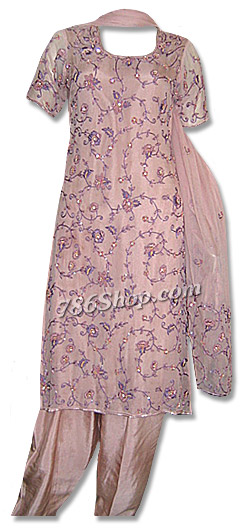  Peach Crinkle Chiffon Suit | Pakistani Dresses in USA- Image 1