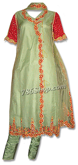  Sea Green Organza Net Suit | Pakistani Dresses in USA- Image 1