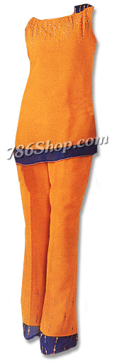  Orange Georgette Trouser Suit  | Pakistani Dresses in USA- Image 1
