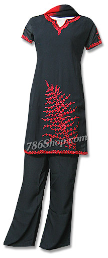  Black Georgette Trouser Suit | Pakistani Dresses in USA- Image 1